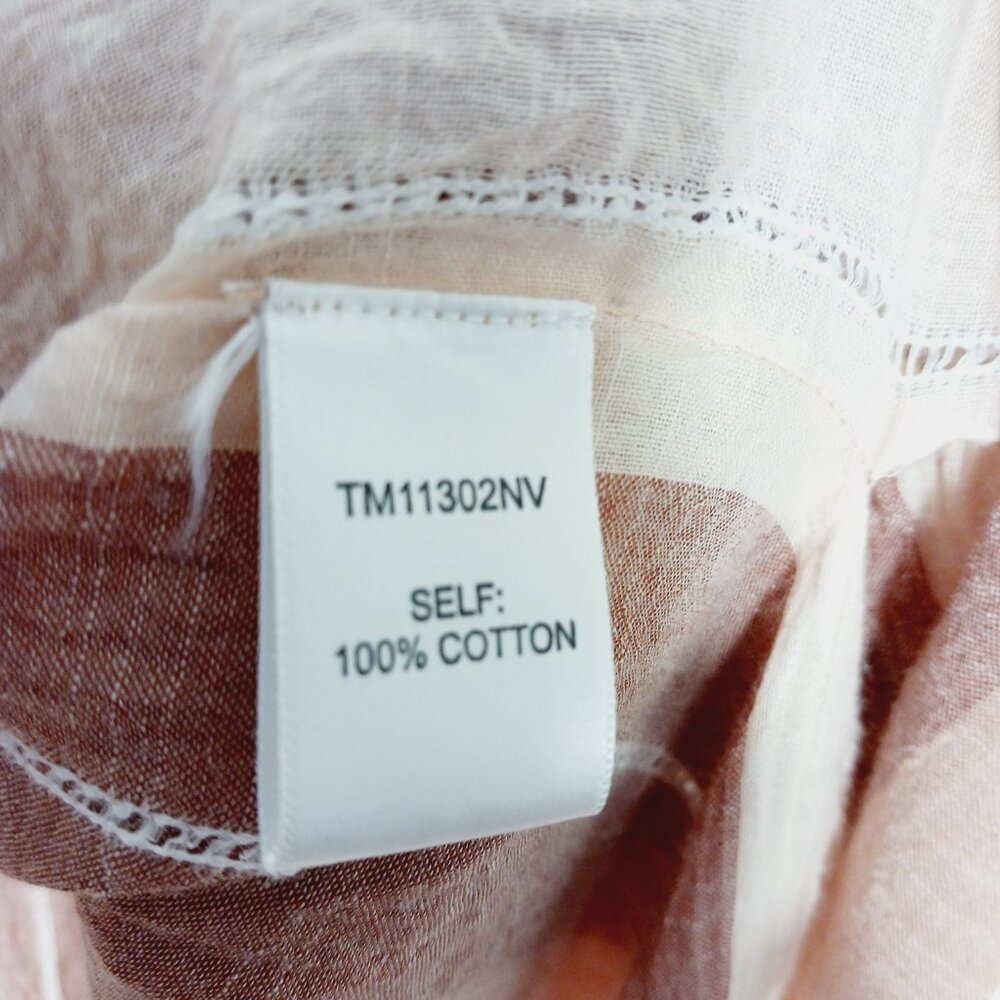 Aakaa, Cotton Striped Kimono in Neutral Shades of Dusty Rose and Cream, One Size - Picture 9 of 10